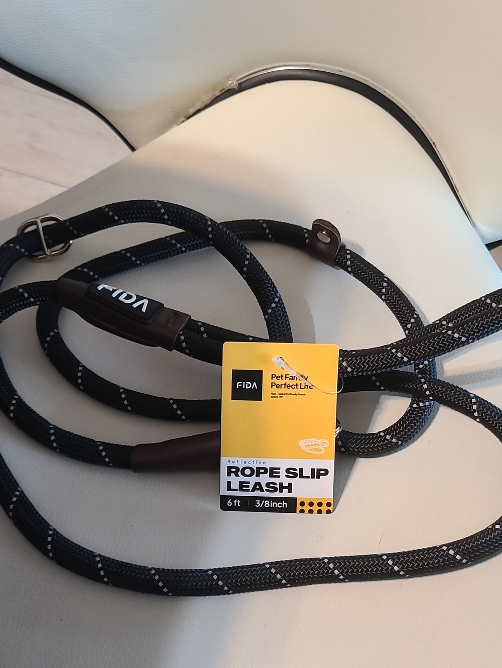 Reflective Black Rope Slip Leash – 6ft